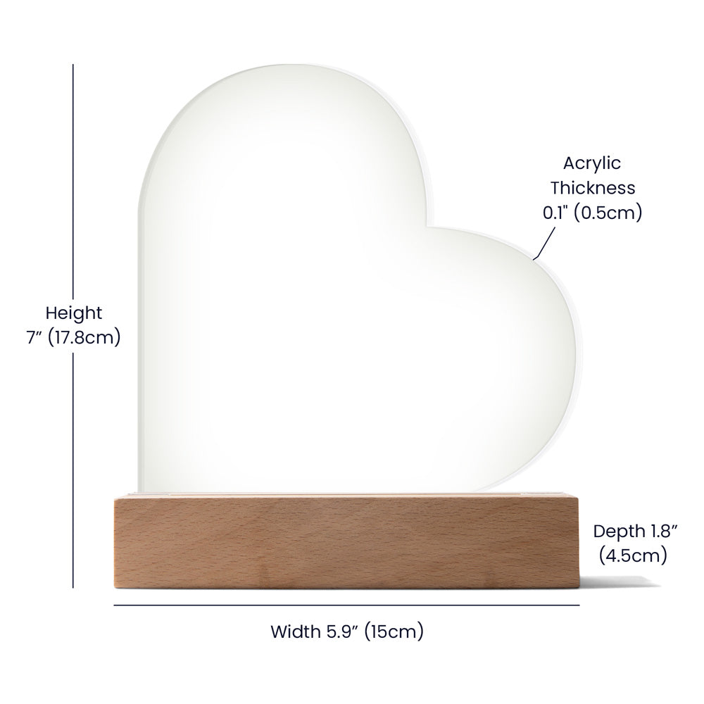 Heart Acrylic LED Night Light Gift For Him