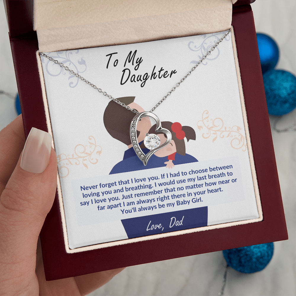 To My Daughter – Forever Love Heart Necklace | Love, Dad (Baby Girl)