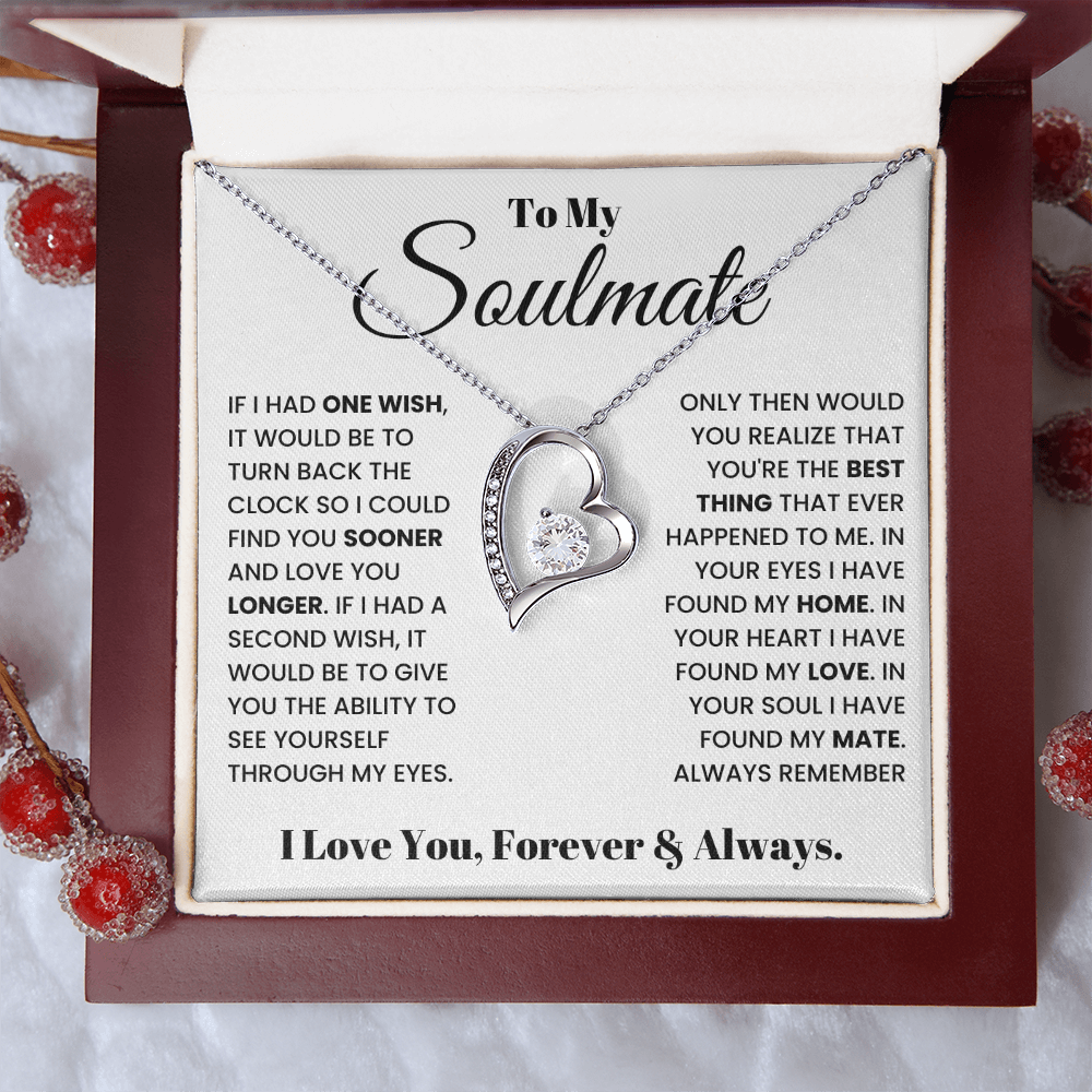 To My Soulmate – Forever Love Heart Necklace | I Love You, Forever & Always