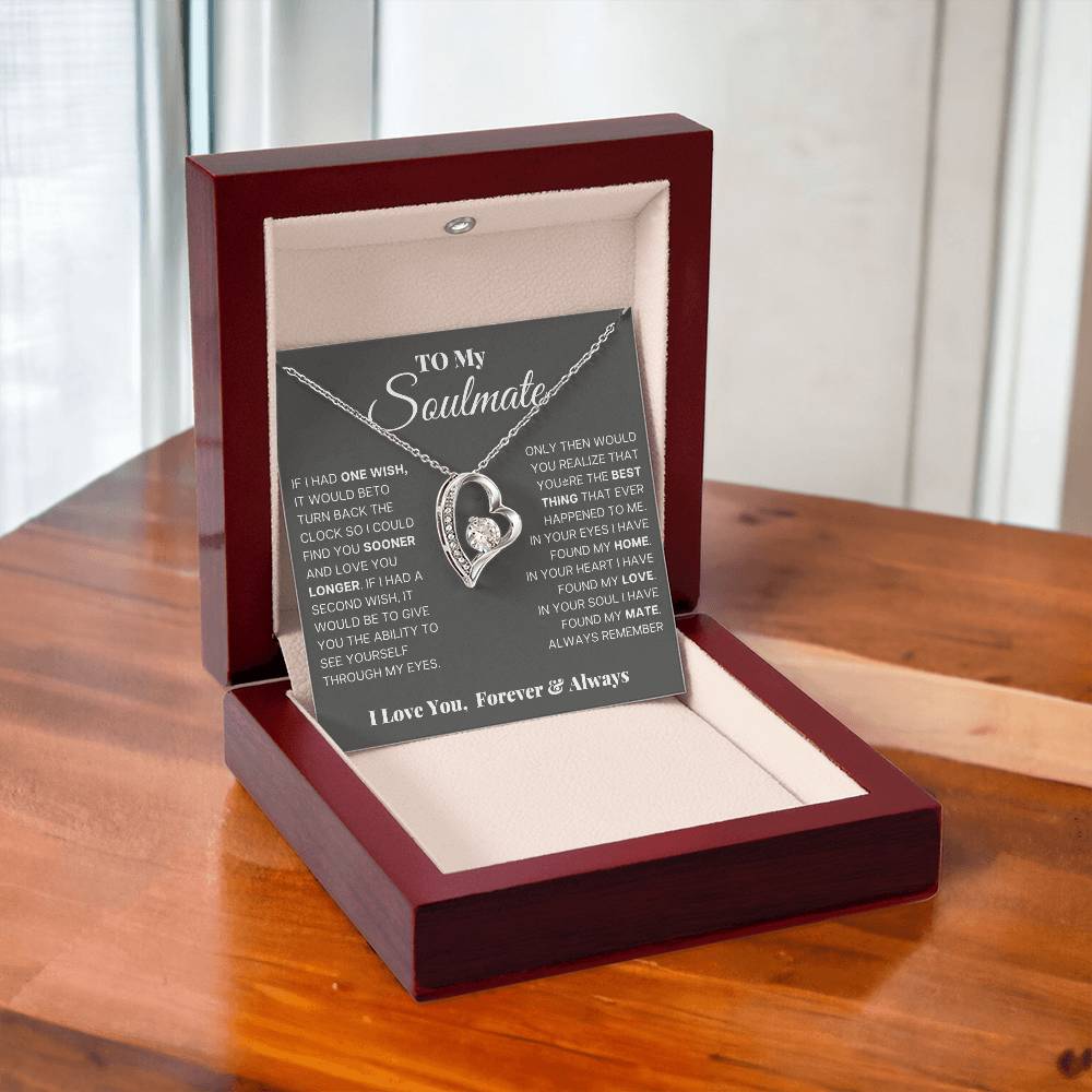 Soulmate Heart Pendant Necklace Valentines Day Gift Her