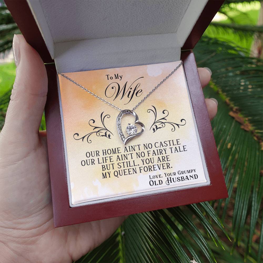 Valentines Wife Gift Grumpy Husband Heart Necklace