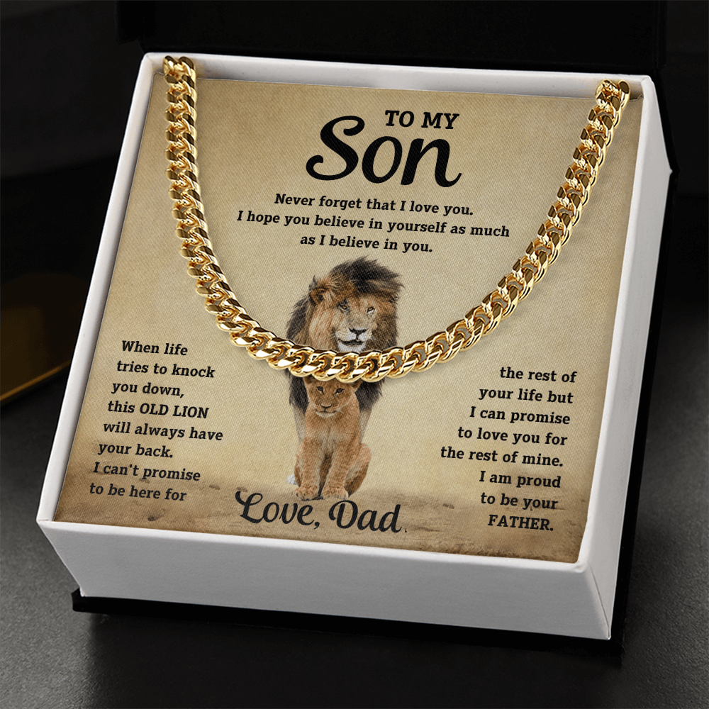 To My Son – Cuban Link Chain Necklace (Love Dad)