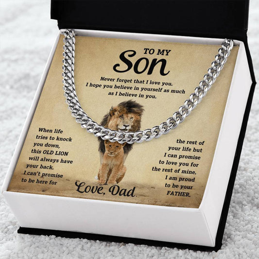 To My Son – Cuban Link Chain Necklace (Love Dad)