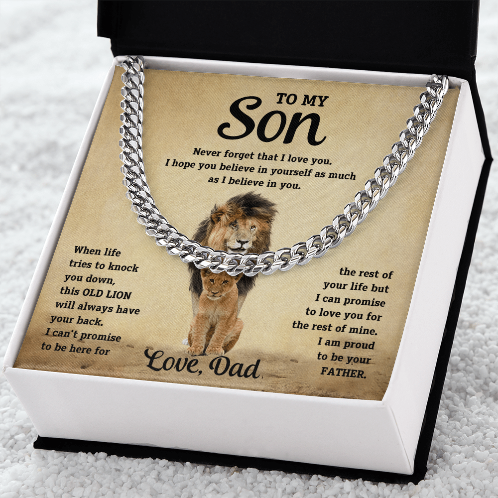 To My Son – Cuban Link Chain Necklace (Love Dad)