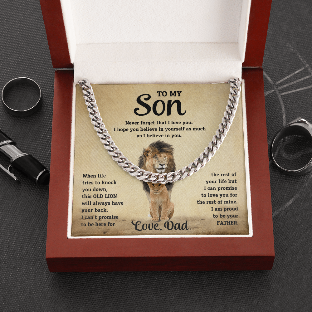 To My Son – Cuban Link Chain Necklace (Love Dad)