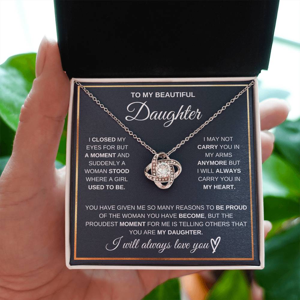 To My Daughter – Love Knot Necklace | Carry You In My Heart