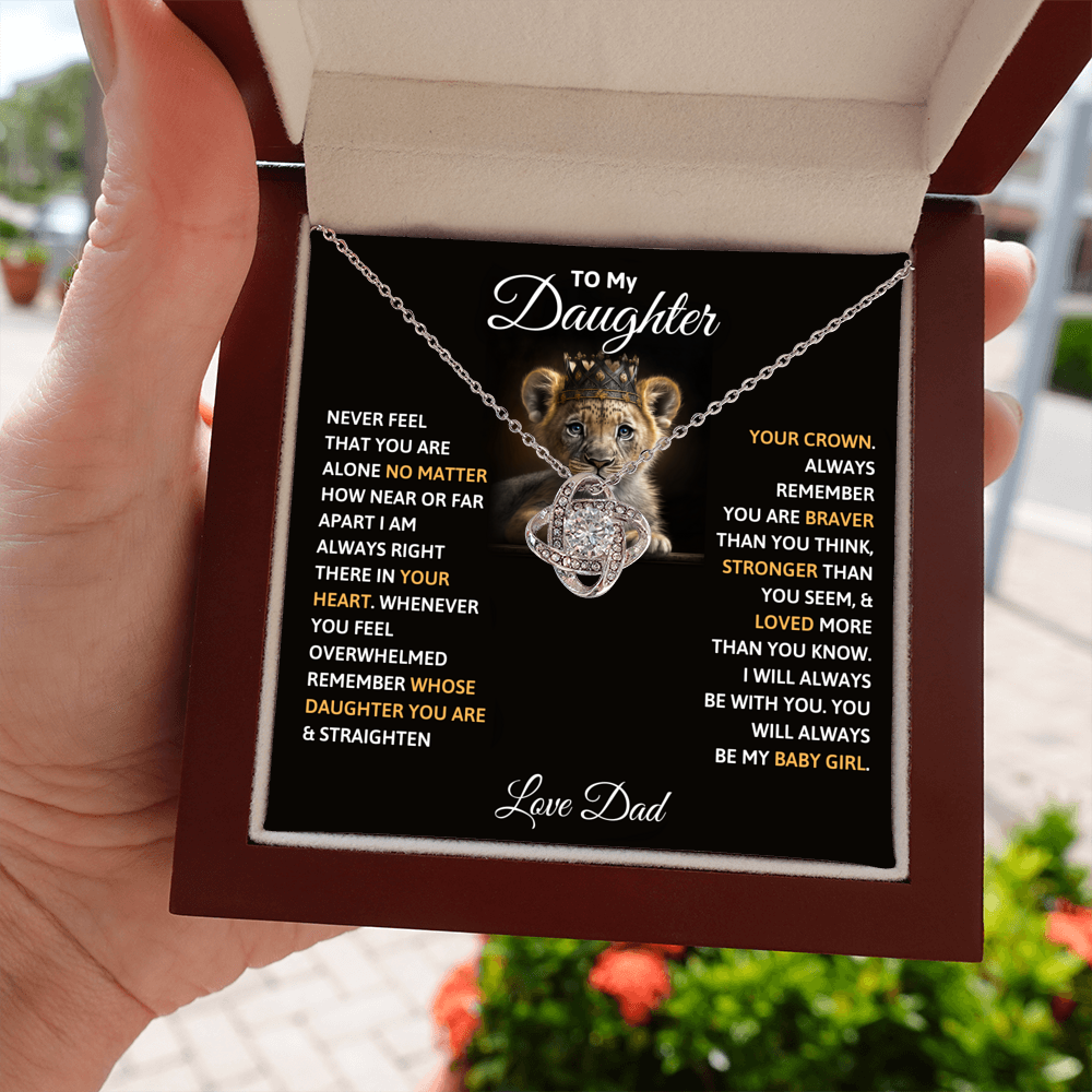 To My Daughter – Love Knot Necklace | Crown Her (Love, Dad)