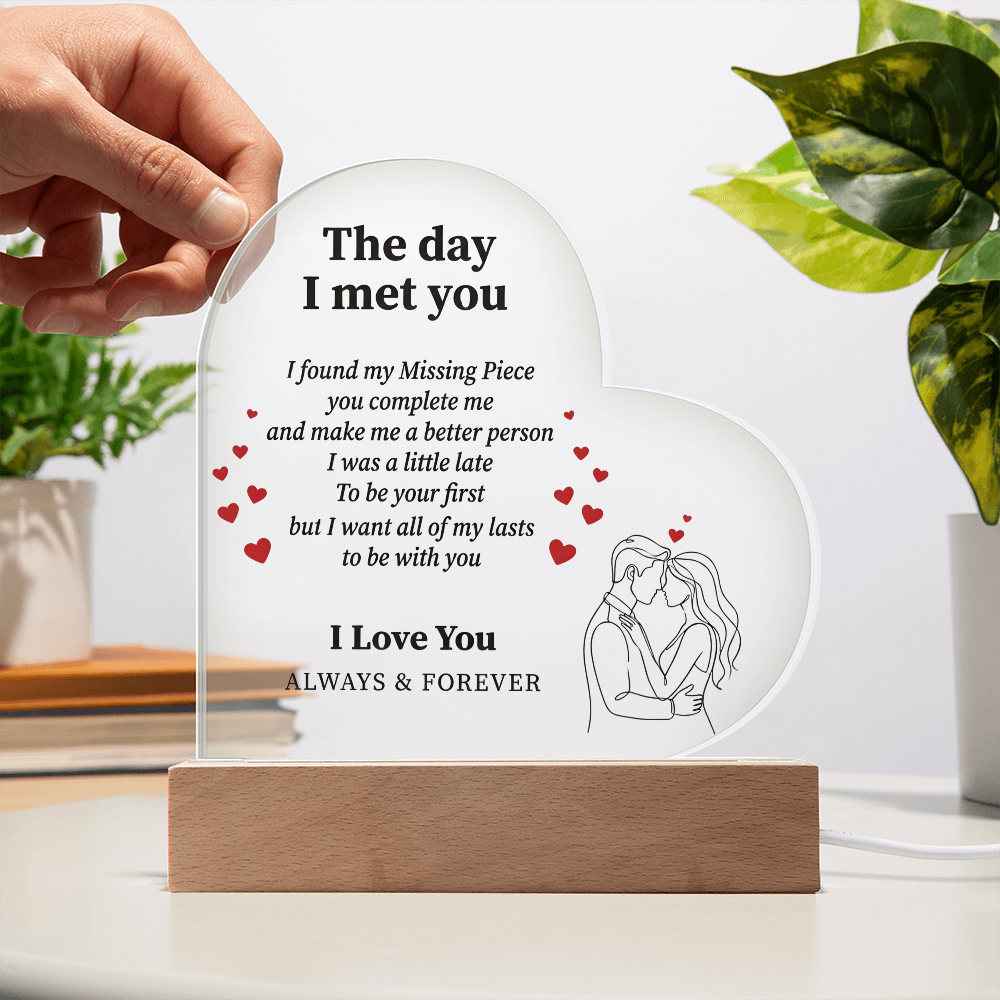 Couple Love Message Heart Plaque LED Desk Decor