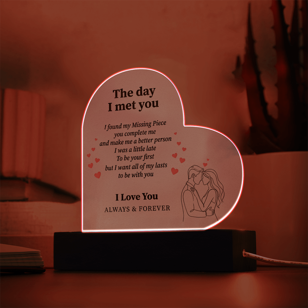 Couple Love Message Heart Plaque LED Desk Decor