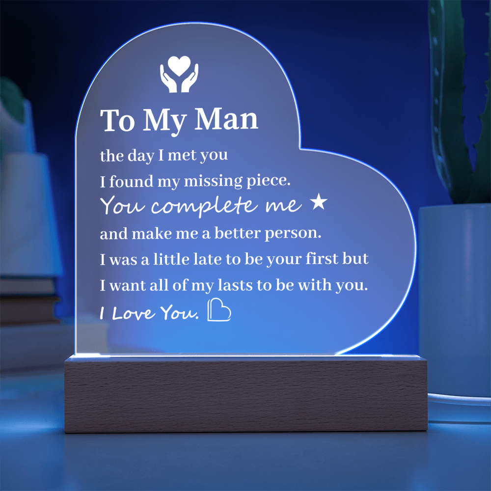 Heart Acrylic LED Night Light Gift For Him