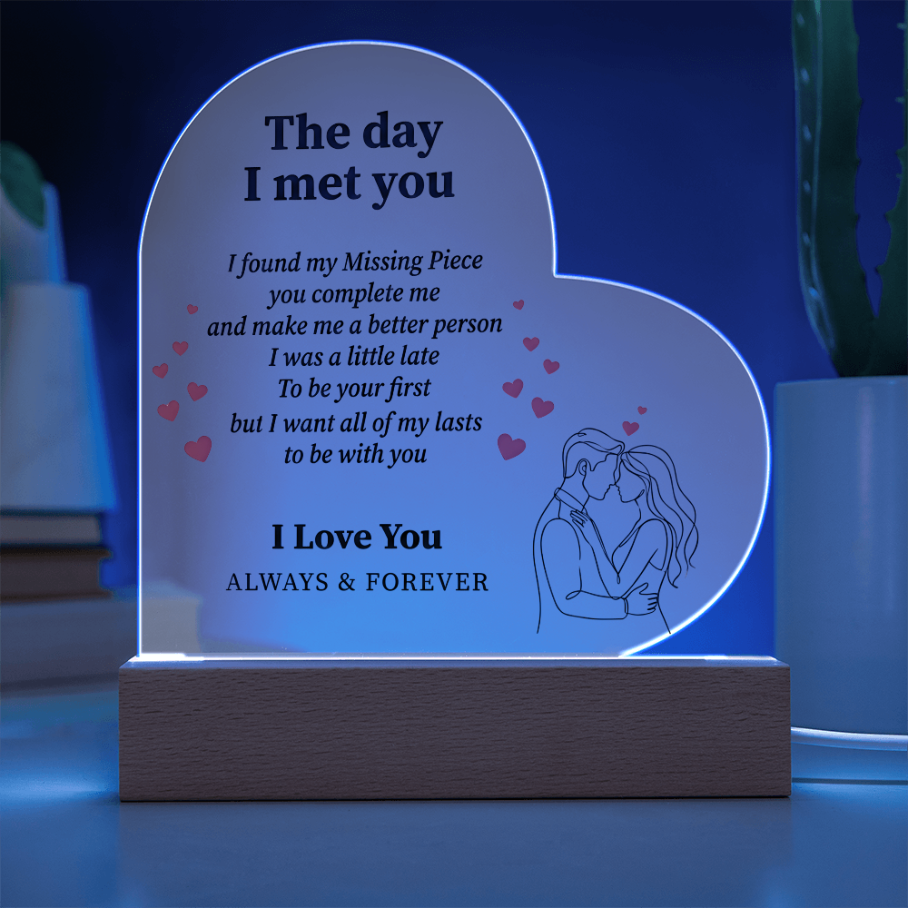 Couple Love Message Heart Plaque LED Desk Decor