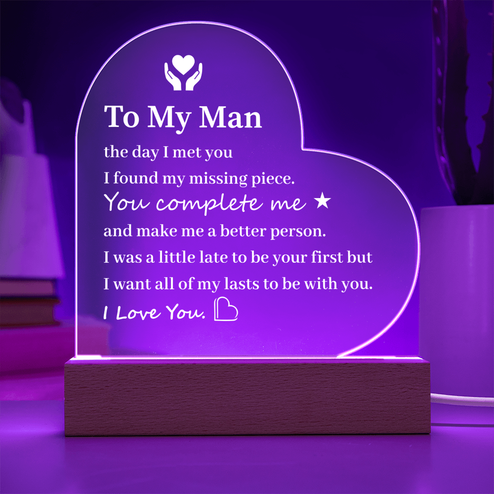 Heart Acrylic LED Night Light Gift For Him