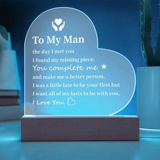 Heart Acrylic LED Night Light Gift For Him