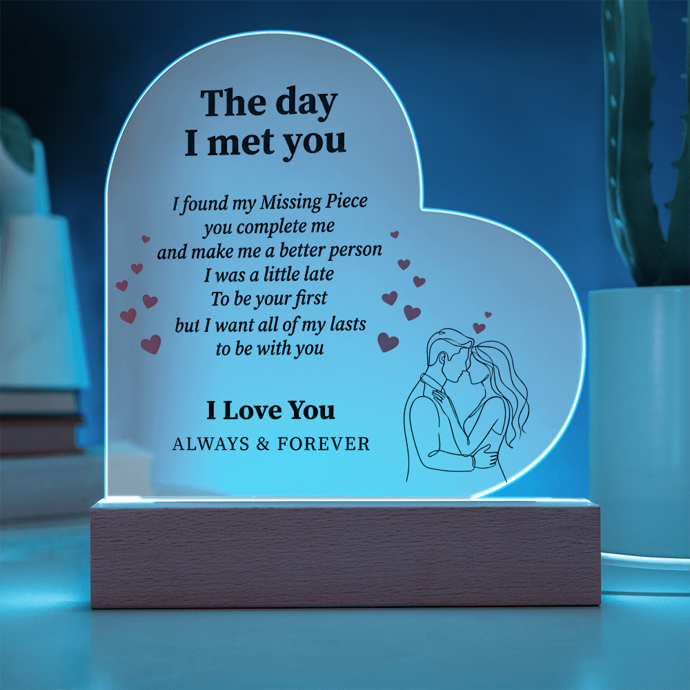 Couple Love Message Heart Plaque LED Desk Decor