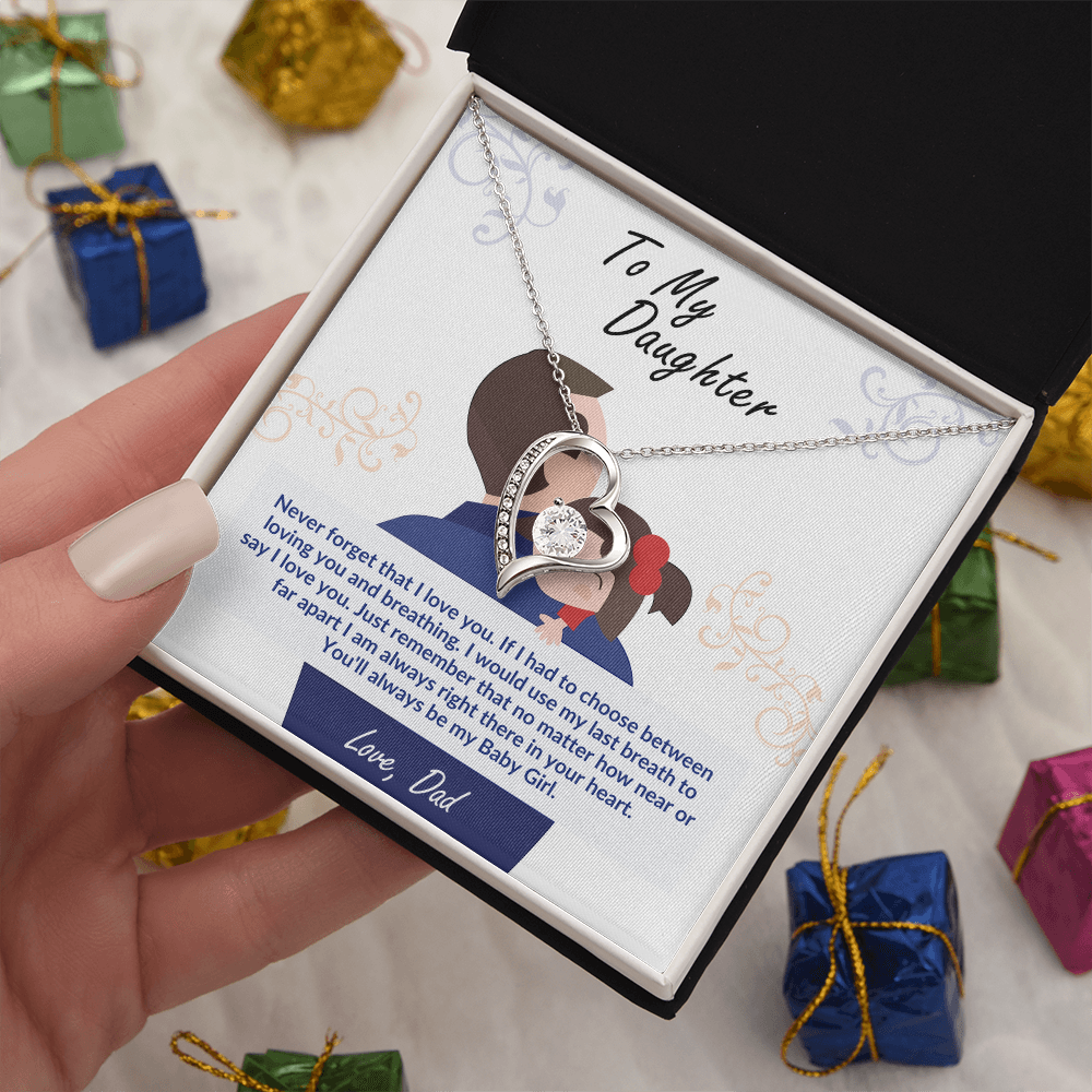 To My Daughter – Forever Love Heart Necklace | Love, Dad (Baby Girl)