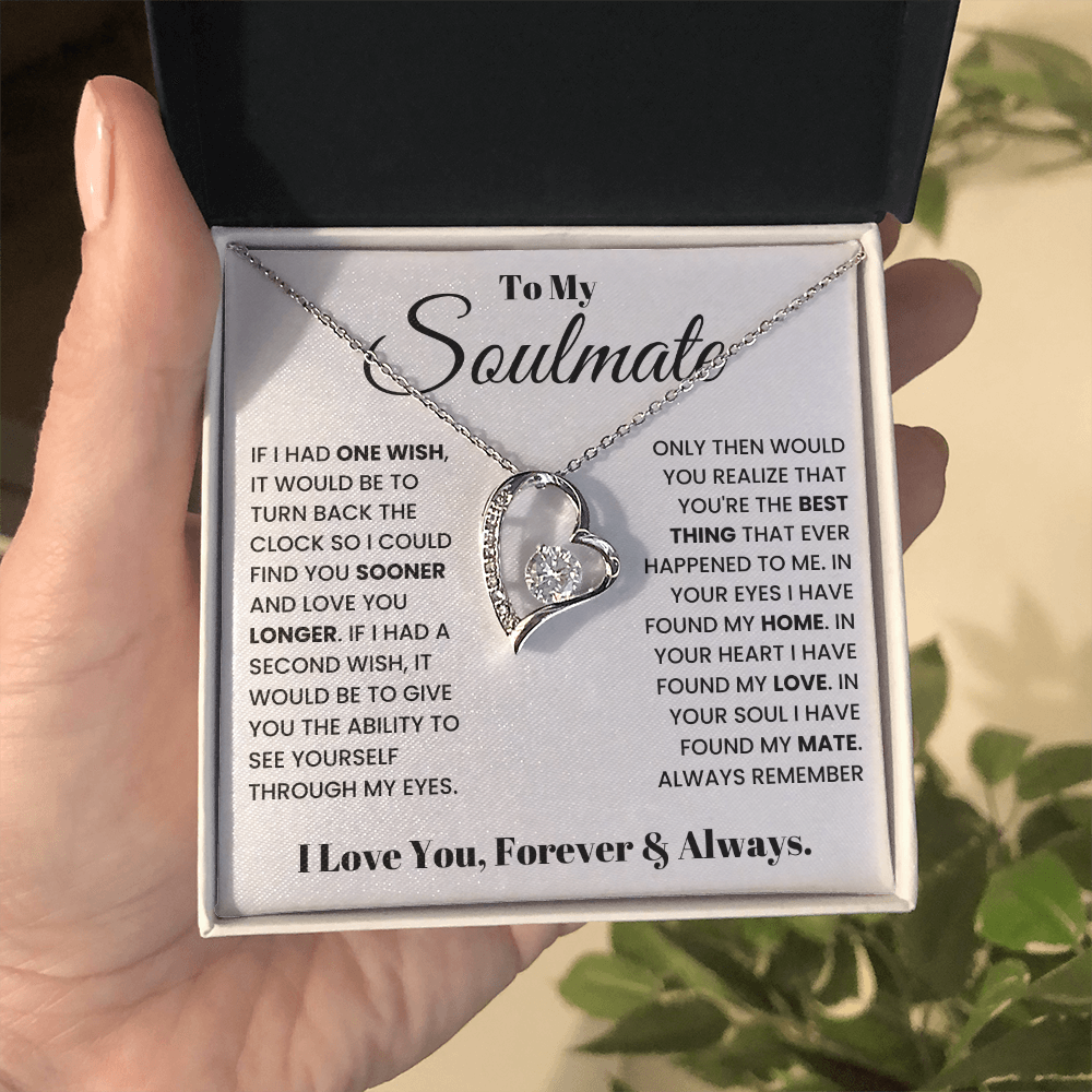 To My Soulmate – Forever Love Heart Necklace | I Love You, Forever & Always