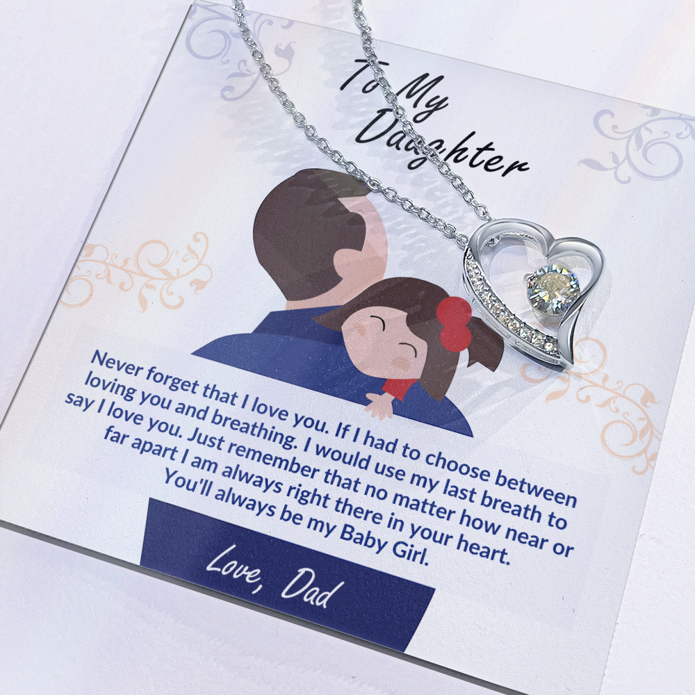 To My Daughter – Forever Love Heart Necklace | Love, Dad (Baby Girl)