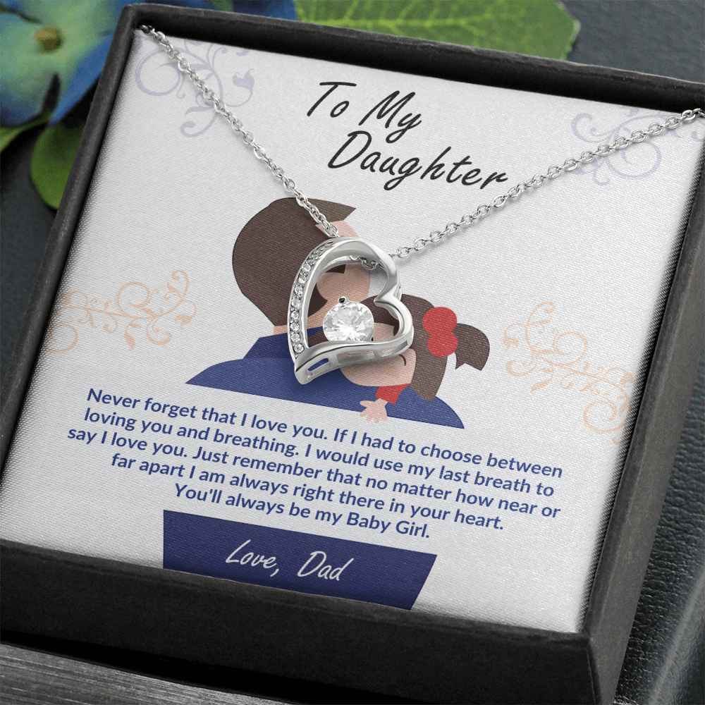 To My Daughter – Forever Love Heart Necklace | Love, Dad (Baby Girl)
