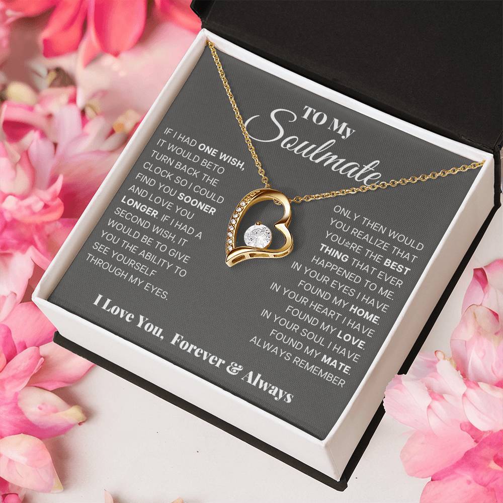 Soulmate Heart Pendant Necklace Valentines Day Gift Her