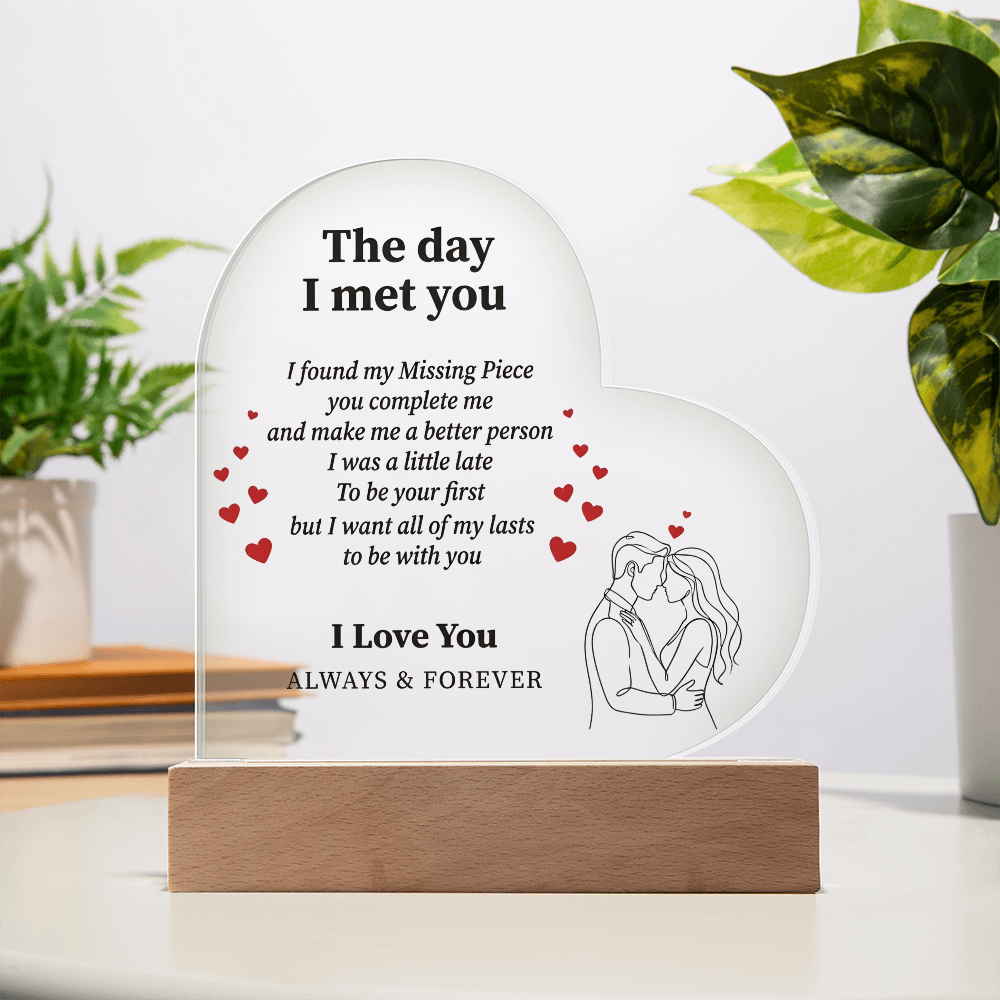 Couple Love Message Heart Plaque LED Desk Decor