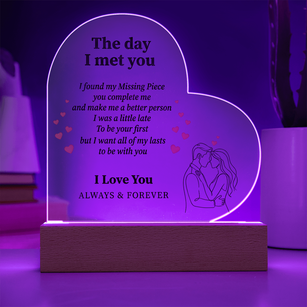 Couple Love Message Heart Plaque LED Desk Decor