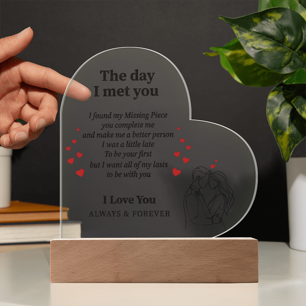 Couple Love Message Heart Plaque LED Desk Decor