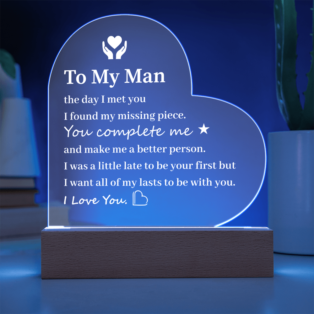 Heart Acrylic LED Night Light Gift For Him