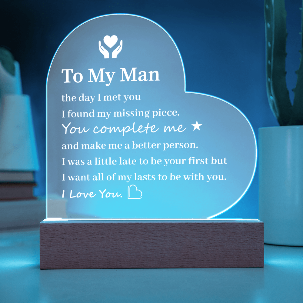 Heart Acrylic LED Night Light Gift For Him