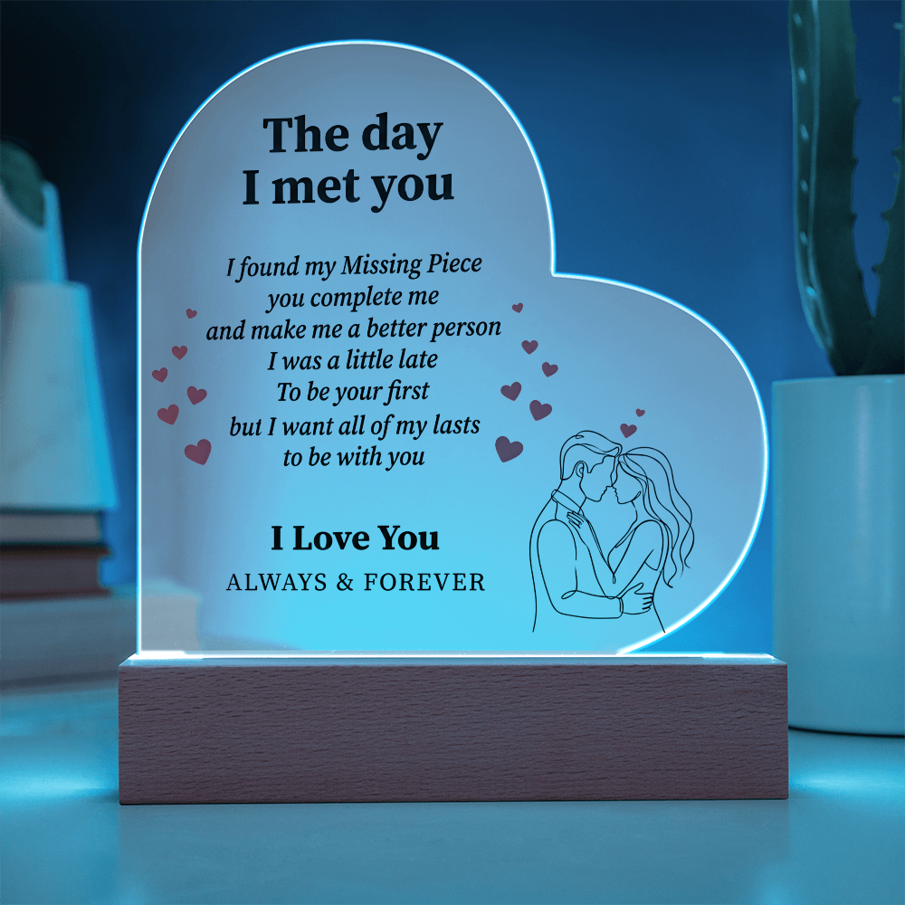 Couple Love Message Heart Plaque LED Desk Decor