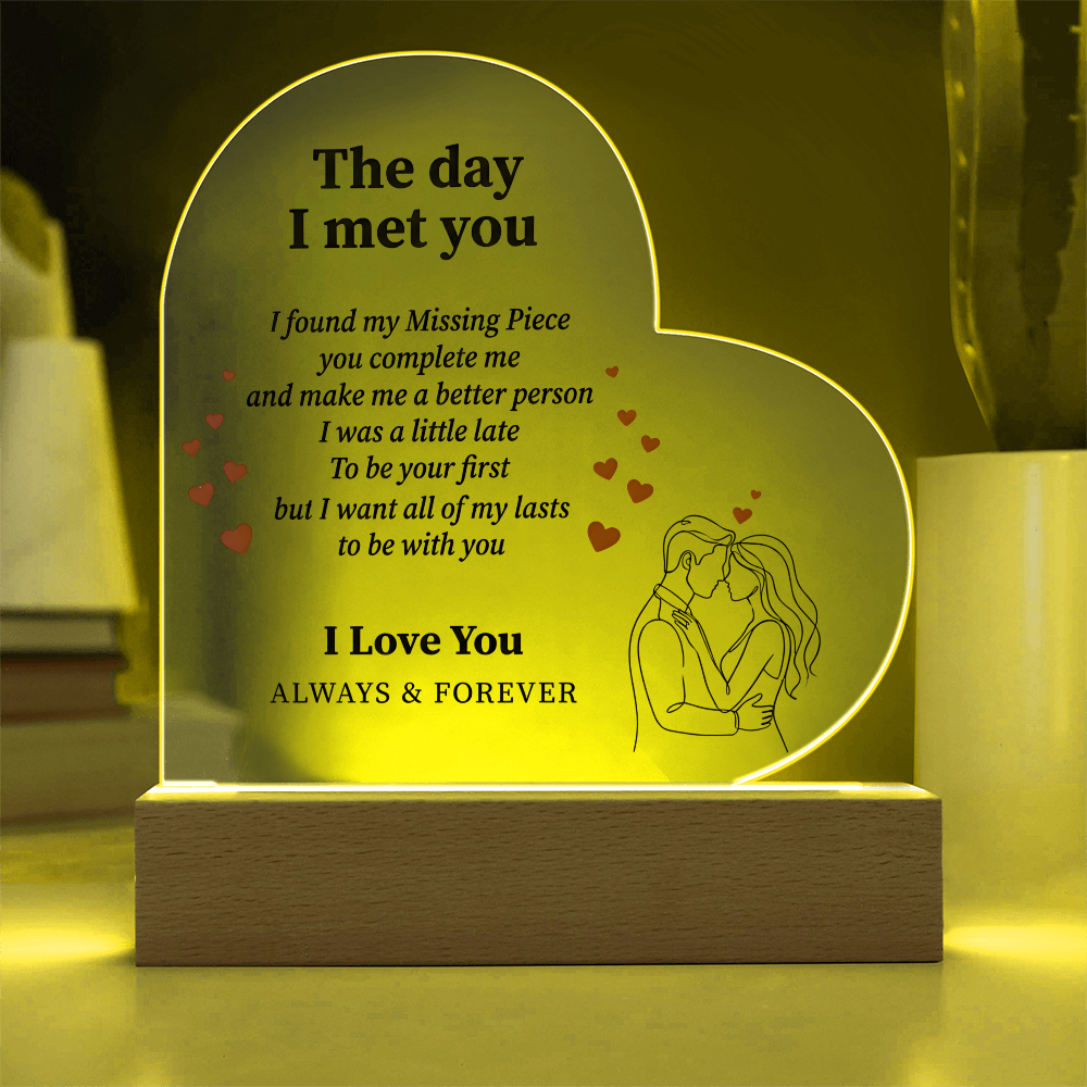 Couple Love Message Heart Plaque LED Desk Decor